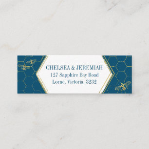 De Visite Mini Honey Bee Turquoise Gold Motif Carte d'adresse per