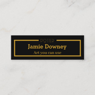 De Visite Mini Or et noir Carte Potter Name Simple & Elegant