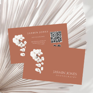 De Visite Moderne carte florale en terre cuite avec code QR