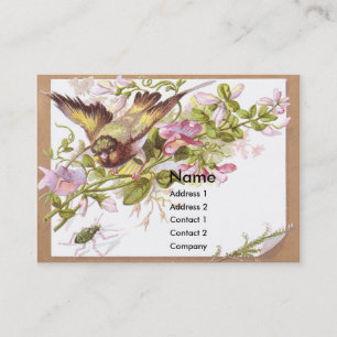 De Visite Oiseau, fleurs et carte commerciale victorienne