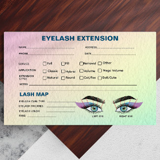 De Visite Pastel Holographic Eyelash Extension Carte du doss
