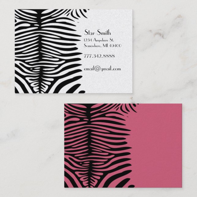 De Visite Peau Zebra classique sur n'importe quelle carte co (Devant / Derrière)