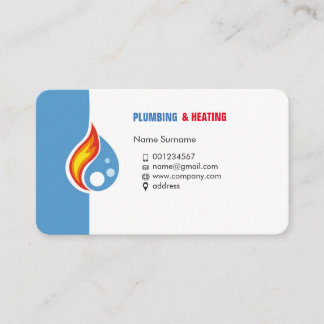 De Visite Plomberie et chauffage. Carte d'affaires pour homm