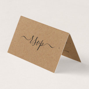 De Visite Rustic Country Kraft Simple Script Photo Carte RSV