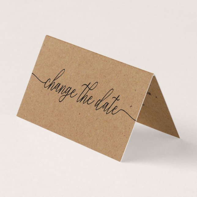 De Visite Rustic Kraft Simple Script Modifier La Carte Date (Devant)
