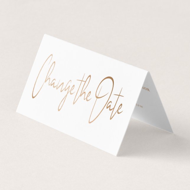 De Visite Script Gold Foil Moderne Modifier La Carte Date (Devant)