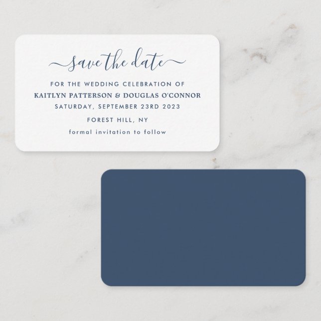 De Visite Script Simple Moderne Enregistrer La Carte Date (Devant / Derrière)