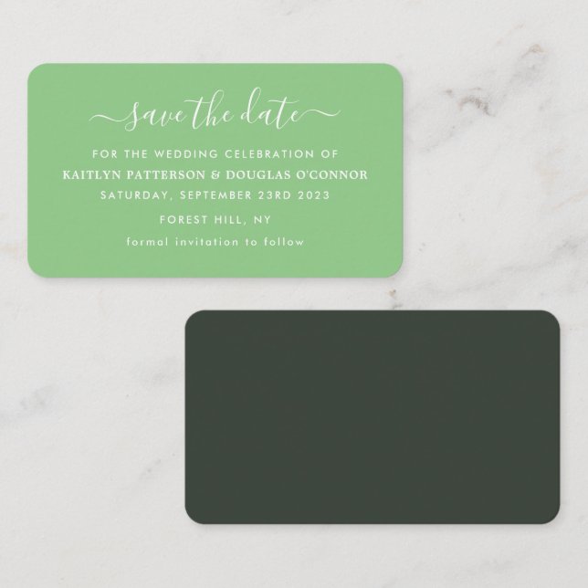 De Visite Script Simple Moderne Enregistrer La Carte Date (Devant / Derrière)