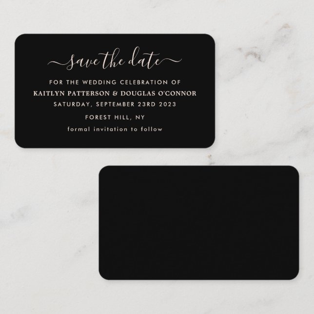 De Visite Script Simple Moderne Enregistrer La Carte Date (Devant / Derrière)