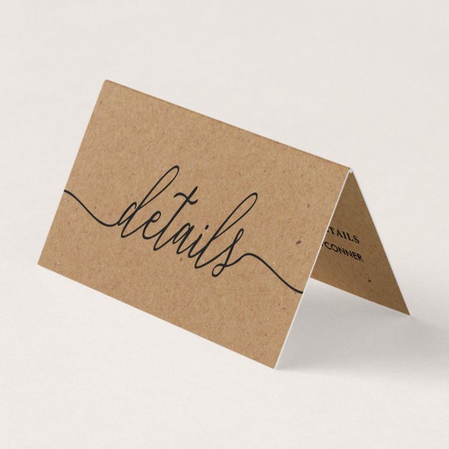 De Visite Script Simple Rustique Kraft Avec Carte Détail Pho (Devant)