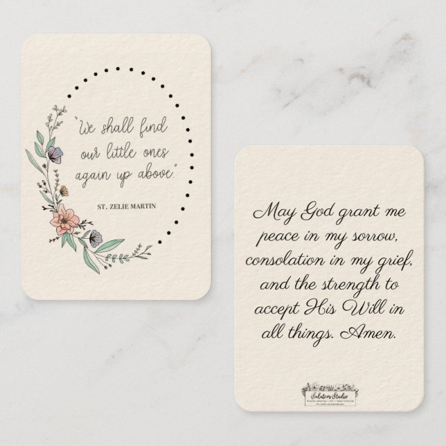 De Visite St. Zelie Martin Consolation fausse-couche Carte S (Devant / Derrière)
