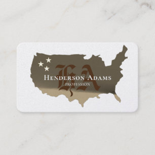 De Visite USA Carte Golden Ribbons Stars Monogram