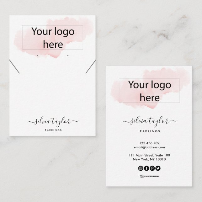 De Visite Votre logo bijoux collier d'oreille carte d'affich (Devant / Derrière)