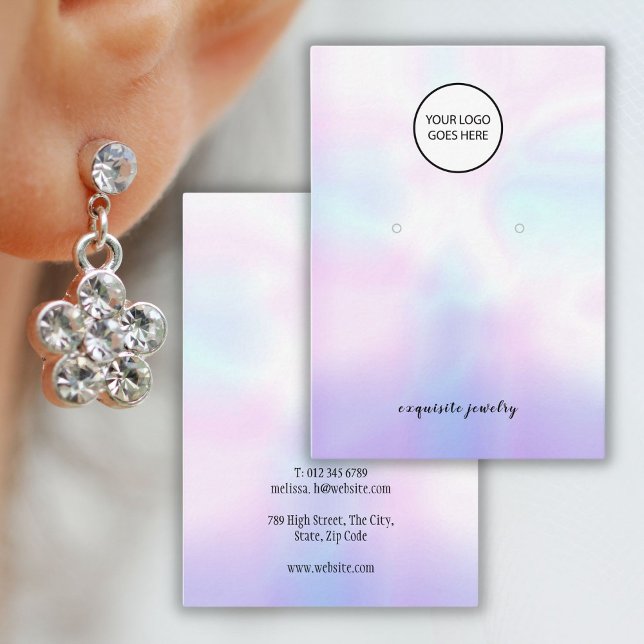 De Visite Votre Logo Moderne Holographique Écouter Carte (Your Logo Modern Holographic Earring Display Card)