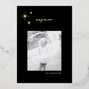 De Vœux En Aluminium Carte Foil Black & Gold Radiant Rejoice Holiday
