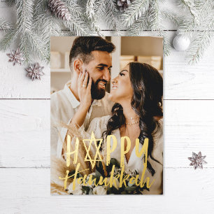 De Vœux En Aluminium Carte Hanoukka Star Holiday Photo Silver Foil