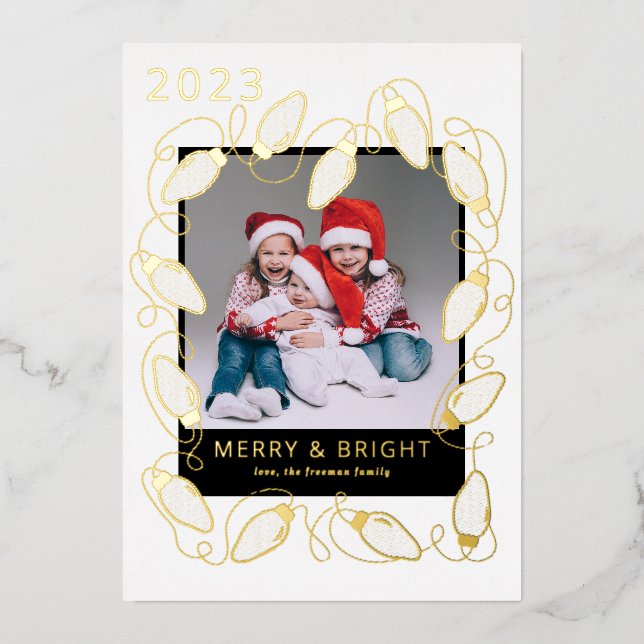 De Vœux En Aluminium Carte photo Foil Christmas Lights (Recto)