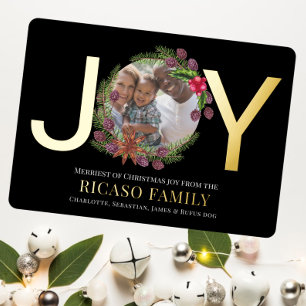 De Vœux En Aluminium Joyeux Noël Joie Carte photo Wreath
