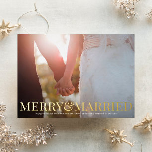 De Vœux En Aluminium Moderne Merry & Marié Carte photo FOIL