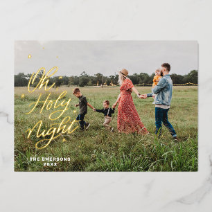 De Vœux En Aluminium Oh Holy Night Christmas Foil Carte