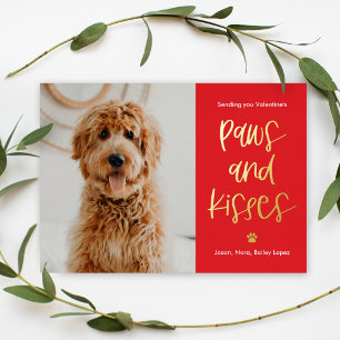 De Vœux En Aluminium Paws Kisses Foil Saint Valentin Carte photo animal