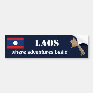 De Voiture Autocollant Laos Drapeau + Carte