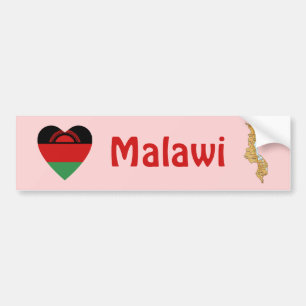 De Voiture Autocollant Malawi Drapeau Cœur + Carte