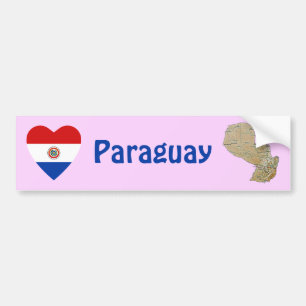 De Voiture Autocollant Paraguay Drapeau Cœur + Carte