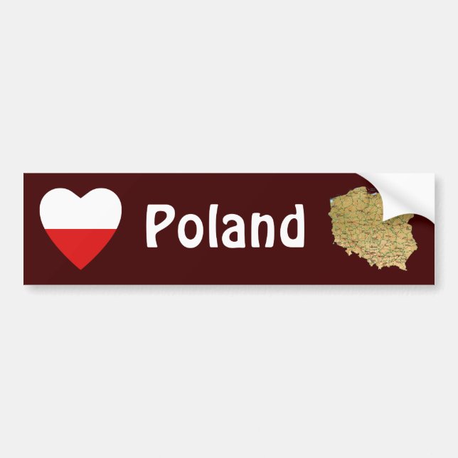 De Voiture Autocollant Pologne Drapeau Cœur + Carte (Devant)