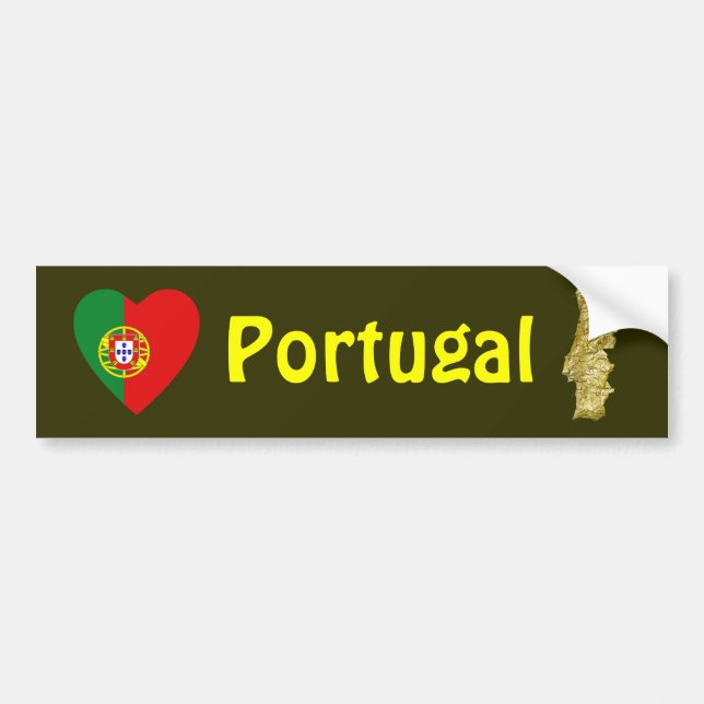 De Voiture Autocollant Portugal Drapeau Cœur + Carte (Devant)