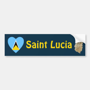 De Voiture Autocollant Saint-Lucie Drapeau Cœur + Carte