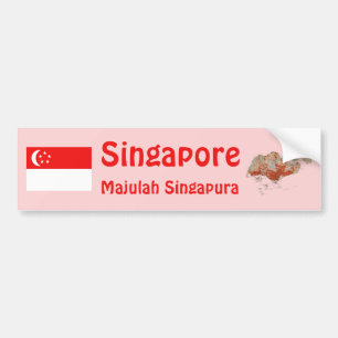 De Voiture Autocollant Singapour Drapeau + Carte