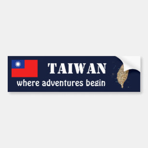 De Voiture Autocollant Taiwan Drapeau + Carte