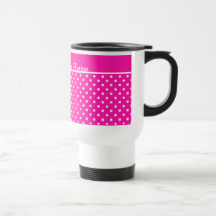 De Voyage Candy Pink et White Travel Mug à personnaliser