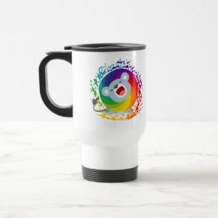 De Voyage Carton mignon Arc-en-ciel blanc Lion Commuter Mug