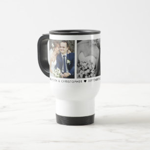 De Voyage Mariage Date et Monogramme 3 Photo Travel Mug