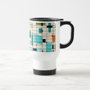 De Voyage Rétro Grid et Starbursts Travel Mug