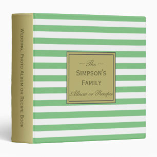 De York Green Striped for Wedding, Photos, Recipes Binder