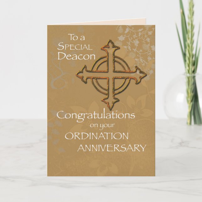 Deacon 20th Ordination Anniversary, Antique Gold L Card (Front)