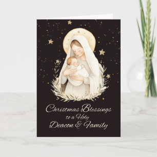 Deacon and Family Christmas Blessings Madonna Card