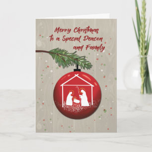 Deacon and Family Christmas Ornament with Manger Card