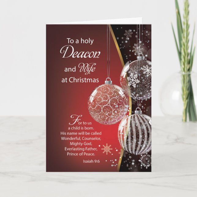 Deacon and Wife Christmas Bible Quote Ornaments  Card (Front)