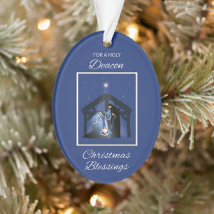Deacon Christmas Blessing Manger on Blue