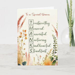 Deacon Clergy Appreciation Day Thanks in Words Card