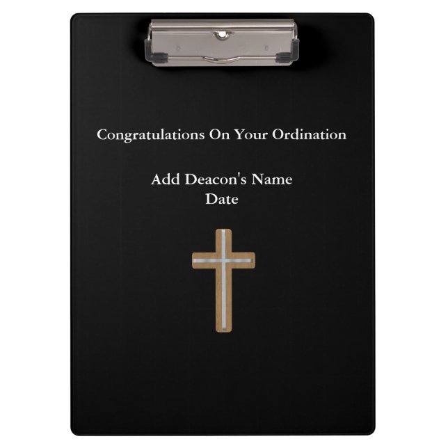 Deacon Ordained Ordination Gift Commemorative Clipboard (Front)