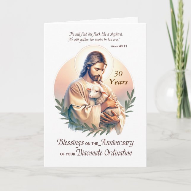 Deacon Ordination Anniversary Jesus Good Shepherd Card (Front)