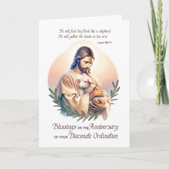 Deacon Ordination Anniversary Jesus Good Shepherd Card (Front)