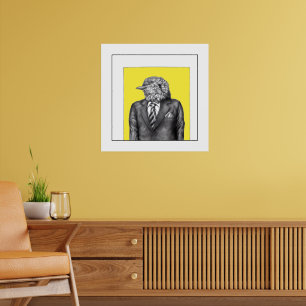 Dead Bird in Black Suits (Retro Yellow) Poster