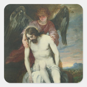 Dead Christ Supported by an Angel, c.1646-52 (oil Square Sticker
