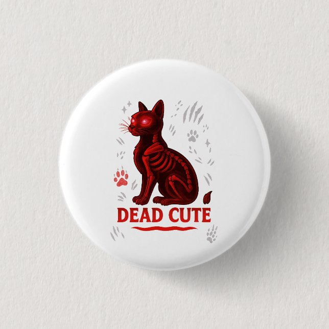 Dead Cute – Halloween Cat T-Shirt 1 Inch Round Button (Front)